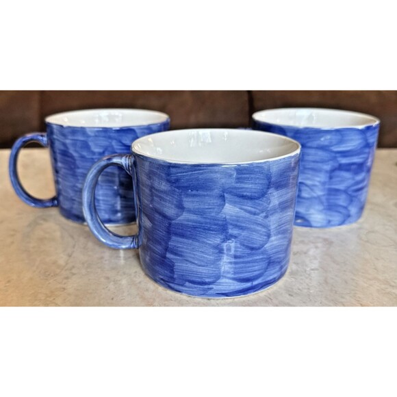 Tabletops Unlimited Misto Hand Painted Extra Large Set of 3 Mugs Fruit Motifs - Picture 2 of 7